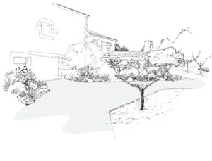 croquis 3D pour un projet d'un jardin privé