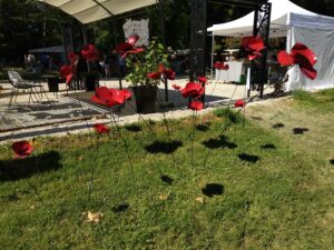 création métallique florales, pour le stand de V.Nizet Rousseau